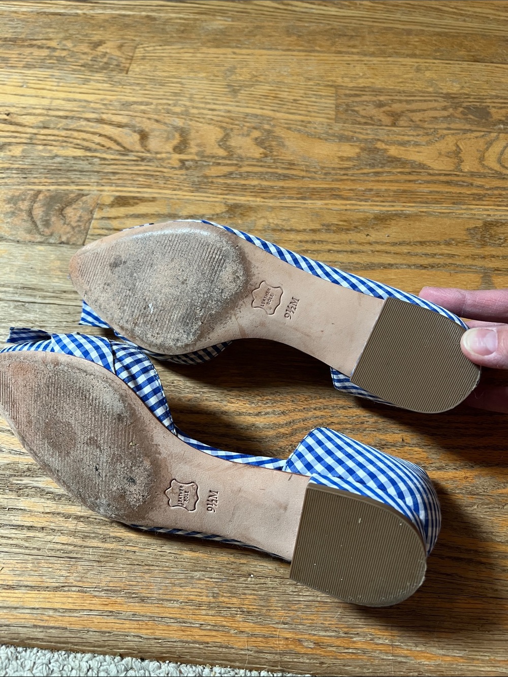 Womens Blue Gingham Knot Front Flats Talbots 9 1/2 - Picture 6 of 9